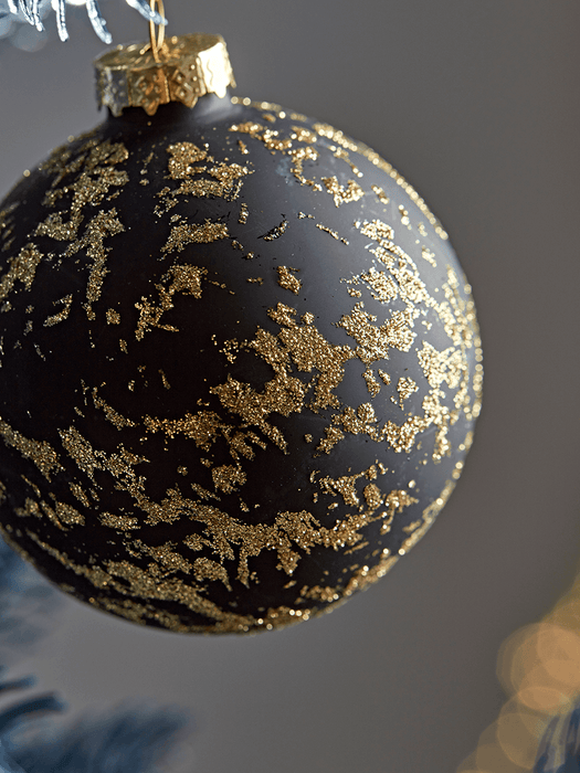 Six Blue Frosted Glass Baubles