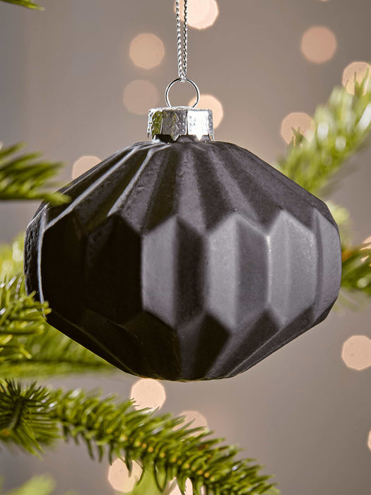 Six Geometric Baubles - Black