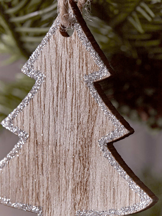 Twelve Wooden Tree & Star Decorations