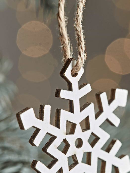 Eighteen Winter White Wooden Decorations