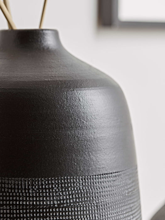 Black Textured Terracotta Vase