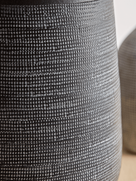Black Textured Terracotta Vase