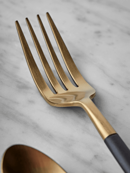 Black & Brushed Gold Cutlery Set