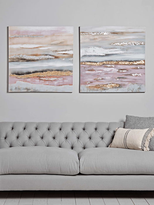 Two Blush & Gold Canvases