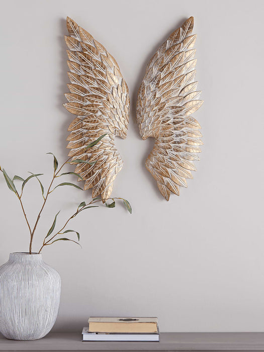 Whitewashed Gold Angel Wings