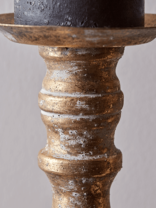 Aged Metal Candle Holder - Large