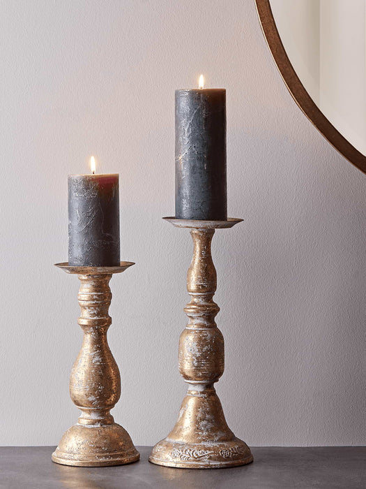 Aged Metal Candle Holder - Large