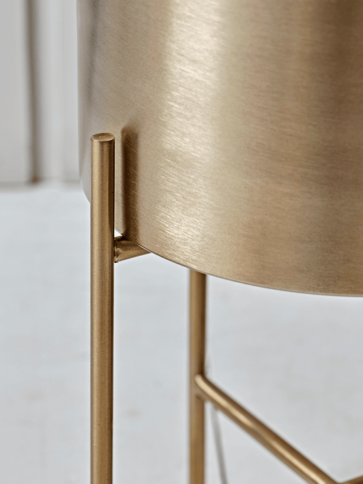 Two Metal Standing Planters - Brass