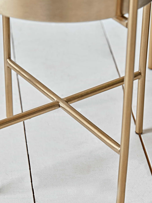 Two Metal Standing Planters - Brass