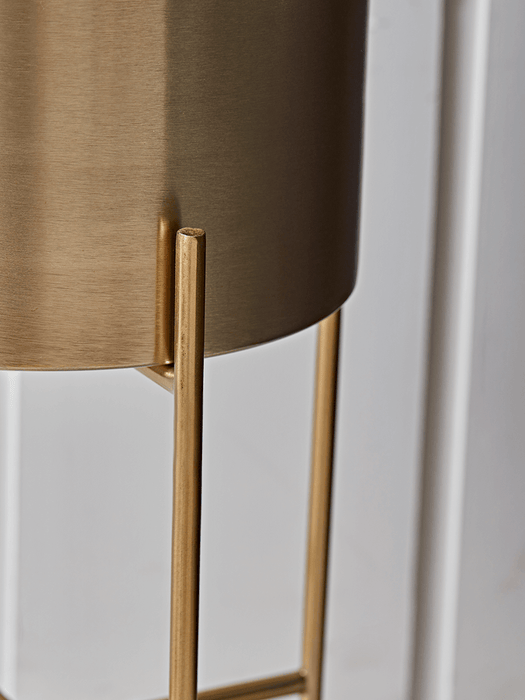 Two Metal Standing Planters - Brass