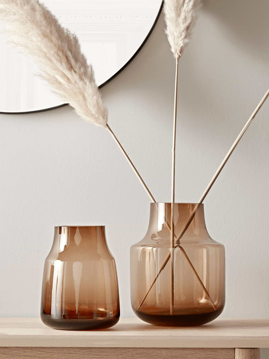 Two Amber Glass Vases