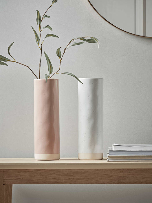 Speckled Ceramic Pillar Vase - Ivory