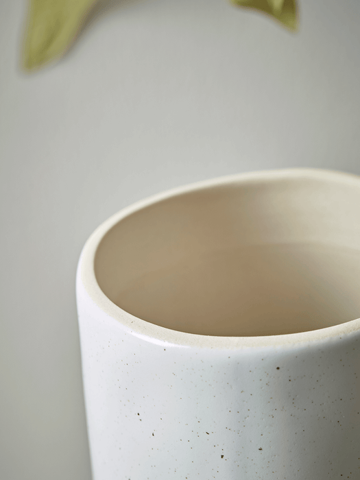 Speckled Ceramic Pillar Vase - Ivory