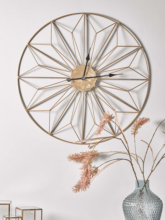 Distressed Brass Geometric Clock