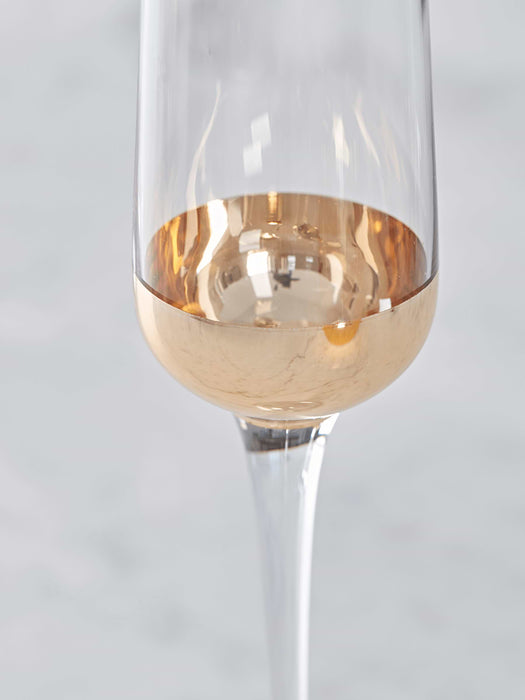 Four Dipped Gold Champagne Flutes