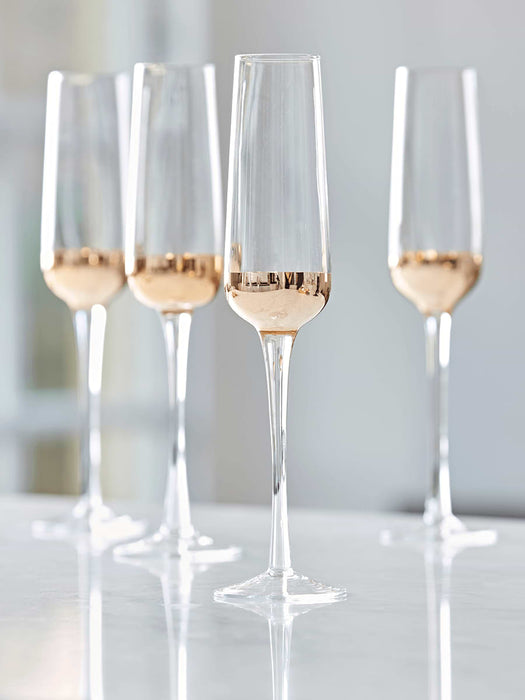 Four Dipped Gold Champagne Flutes
