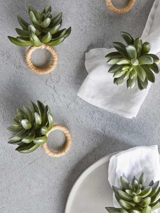 Four Succulent Napkin Rings