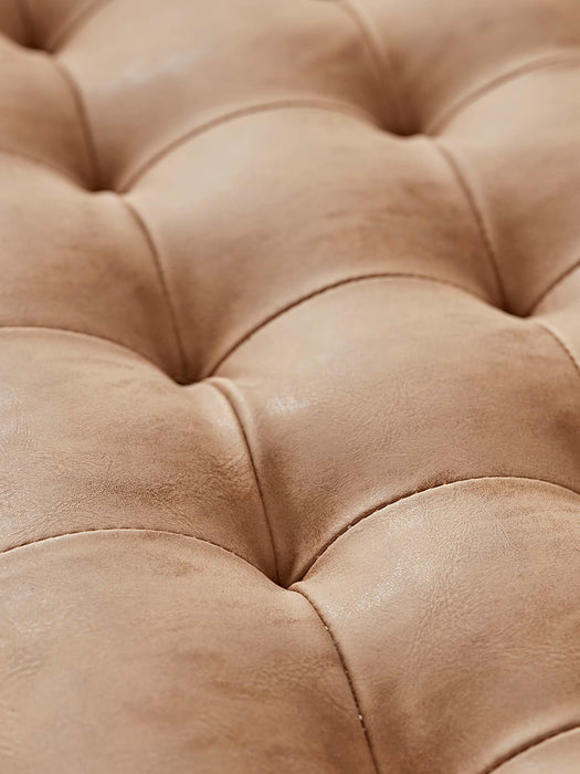 Faux Leather Buttoned Bench