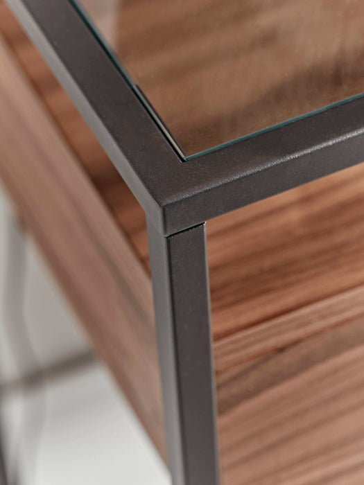 Walnut & Glass Console Table