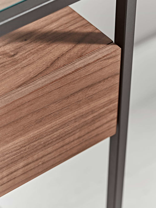Walnut & Glass Console Table