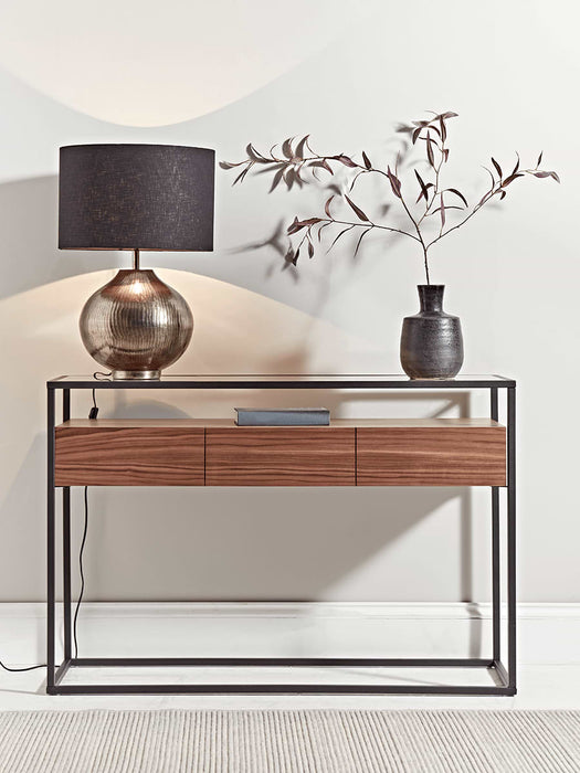 Walnut & Glass Console Table