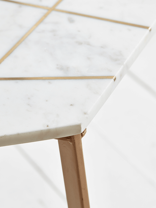 Two Marble & Brass Side Tables