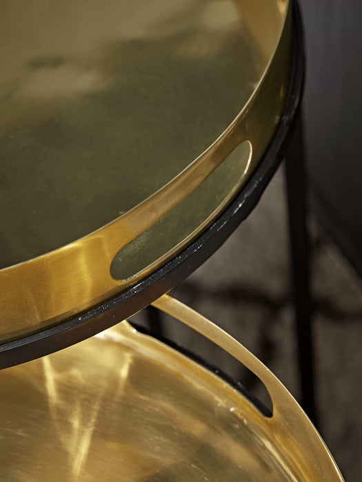 Two Brass Topped Nesting Tables