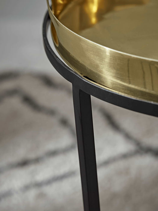 Two Brass Topped Nesting Tables