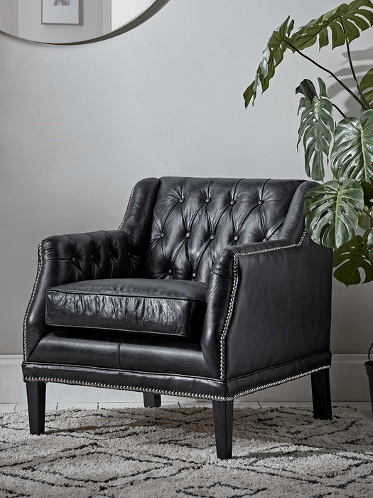 Leather Buttoned Armchair