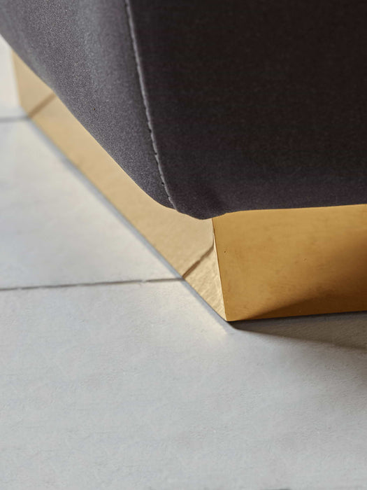 Velvet Hexagonal Pouffe - Grey