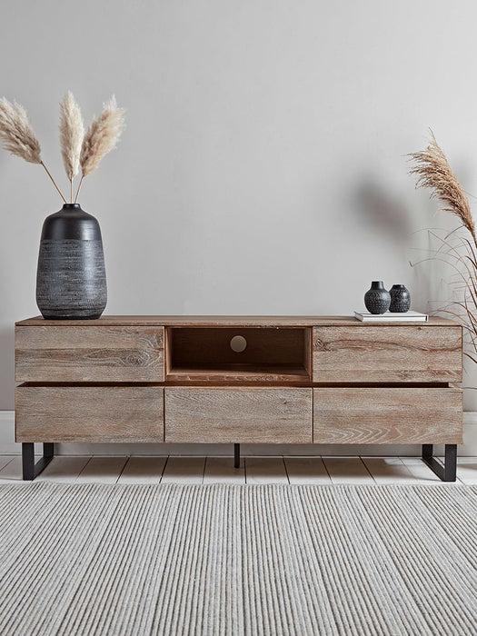 Whitewashed Oak Media Unit