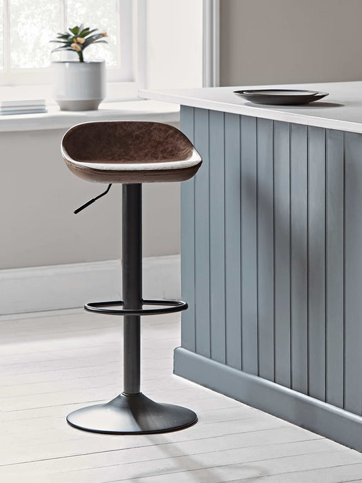 Two Faux Leather Counter Stools - Brown