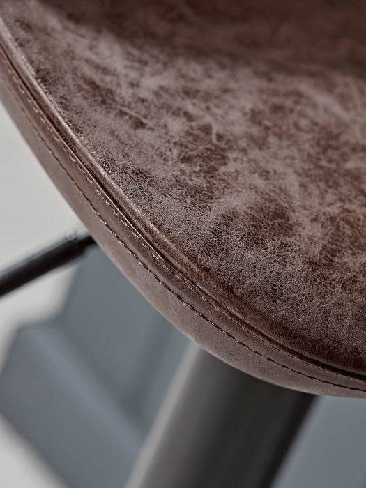 Two Faux Leather Counter Stools - Brown