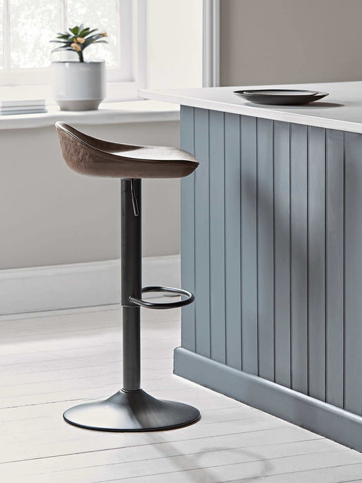 Two Faux Leather Counter Stools - Brown