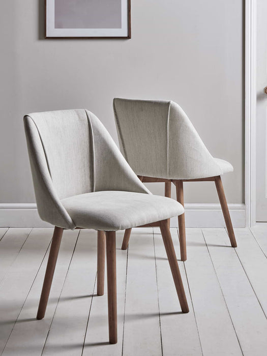 Two Upholstered Dining Chairs - Stone