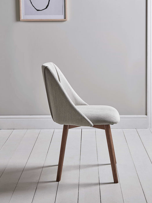 Two Upholstered Dining Chairs - Stone