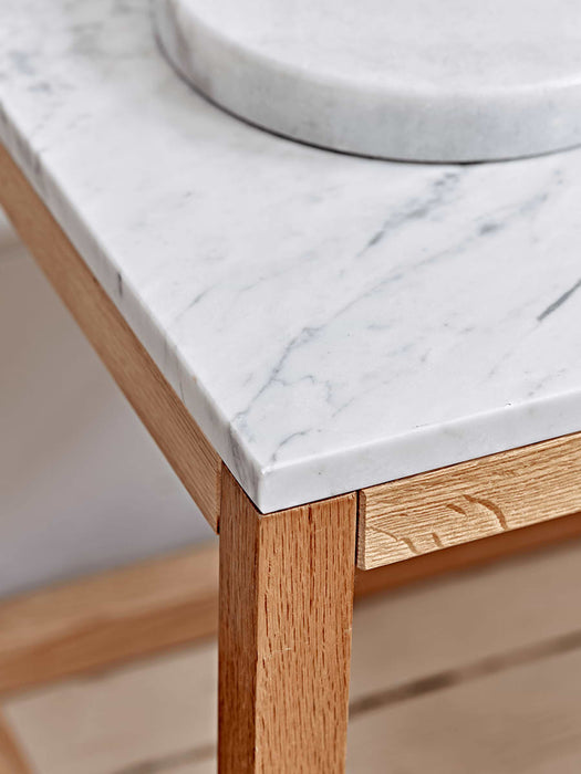 Oak & Marble Bedside Table
