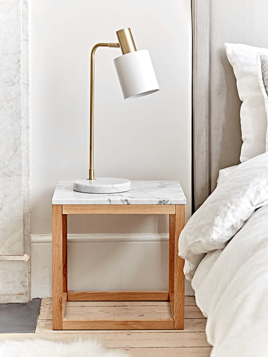 Oak & Marble Bedside Table