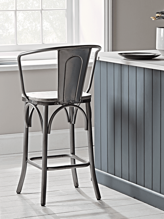 Zinc Curved Back Counter Stool
