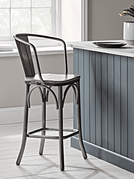 Zinc Curved Back Counter Stool