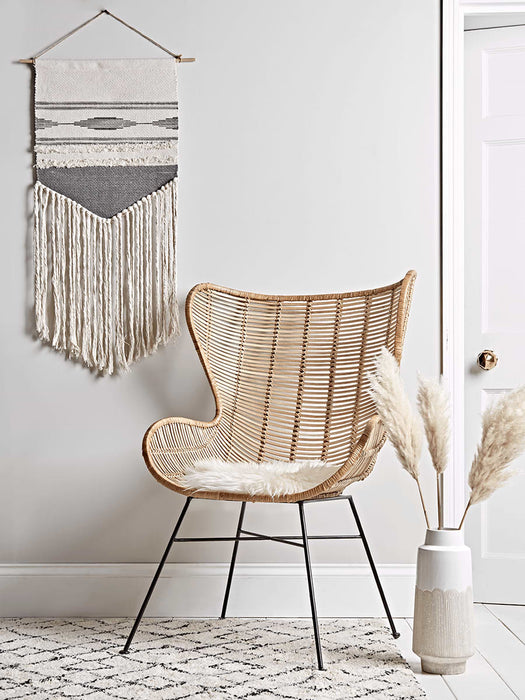 Flat Rattan Wing Chair - Natural