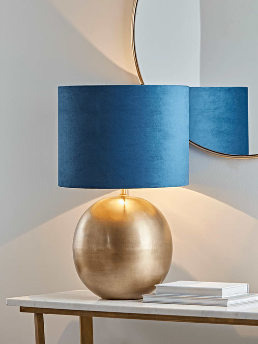 Brass & Navy Ball Table Lamp