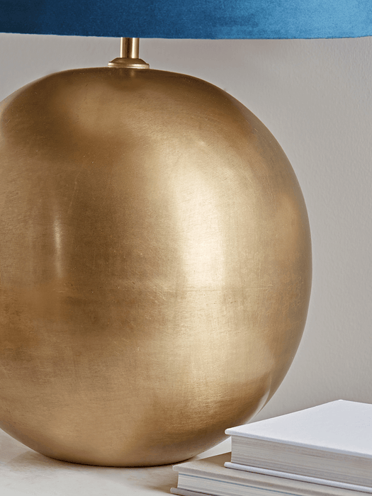 Brass & Navy Ball Table Lamp