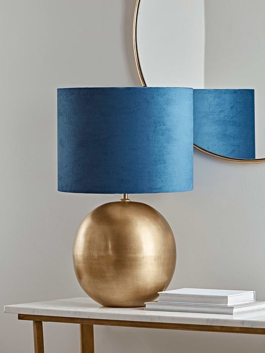 Brass & Navy Ball Table Lamp