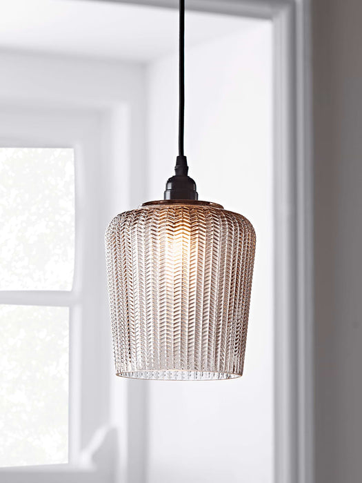 Textured Chevron Pendant - Smoke Grey