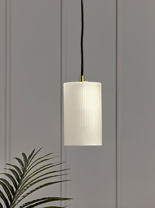 Ribbed Frosted Glass Pendant