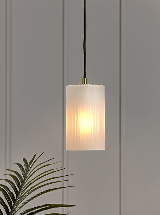 Ribbed Frosted Glass Pendant