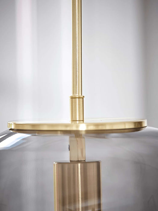 Brass & Glass Pendant Light - Smoke