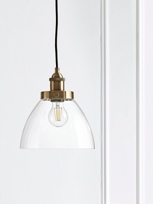 Domed Glass Pendant - Brass