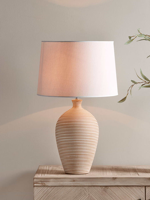 Striped Terracotta Table Lamp